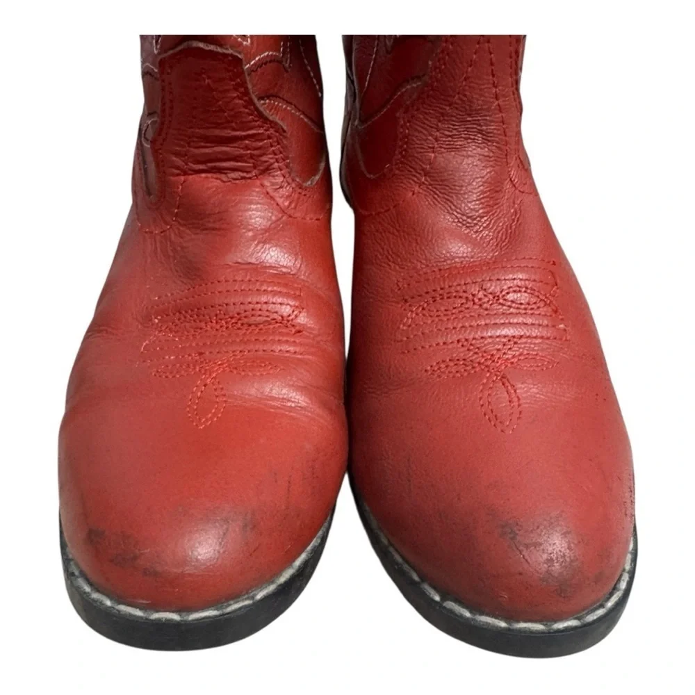 Masterson Red Leather Cowboy Boots - Big Kids Size 5.5 Western Rodeo Boots